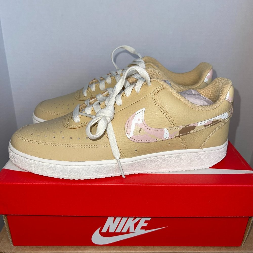 NIKE COURT VISION LOW (DX3734 200) WOMENS 8.5 SESAME/MULTI-COLOR-SAIL SNEAKERS